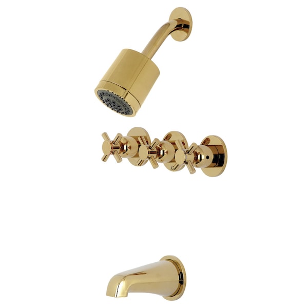 Tub and Shower Faucet, Polished Brass, Wall Mount